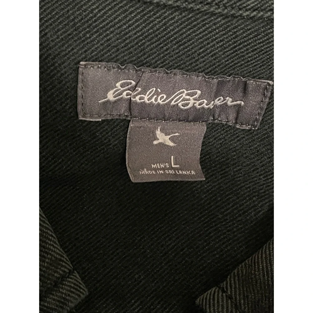 Eddie Bauer Mens Classic Fit Green Cotton Twill Button Down Shirt Large L